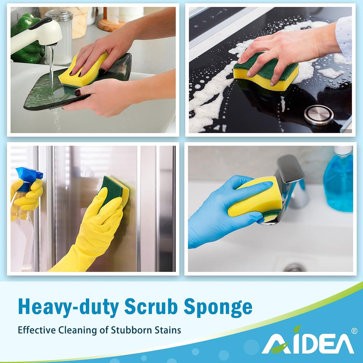 AIDEA Sponges Kitchen, 50 PK Heavy Duty Dish Sponge Kitchen, Scrub Sponges