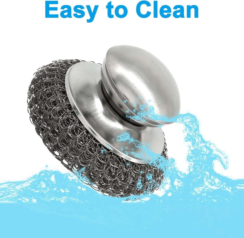 Steel Wool Scrubber with Replacement Wire Pads Set