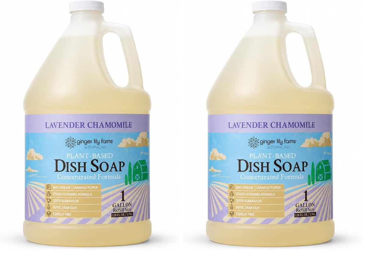 Ginger Lily Farms Botanicals Liquid Dish Soap, 128oz, Lavender Chamomile