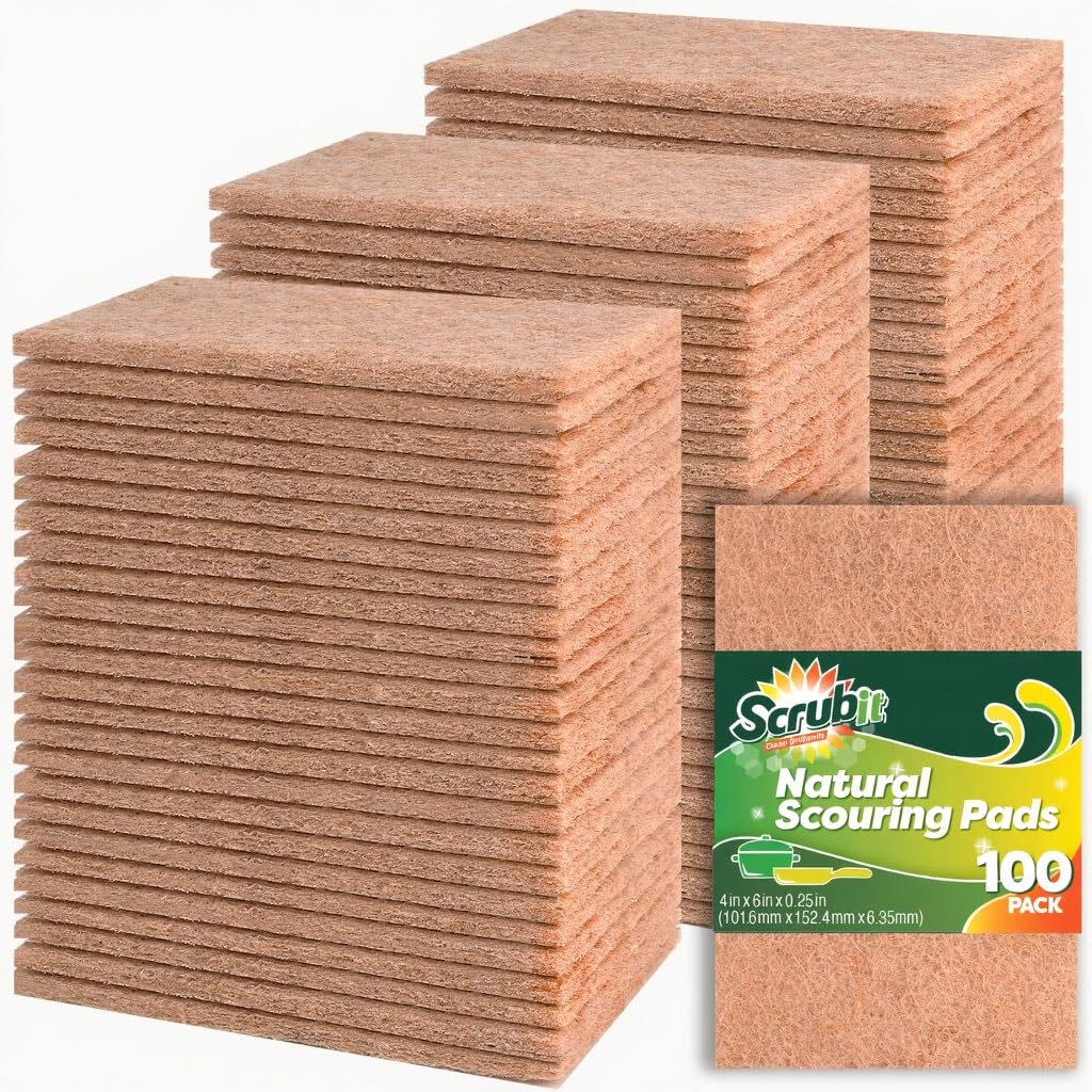 SCRUBIT Scouring Pads - Heavy Duty Scrub Pads for Cleaning Dishes - Non-Scratch - Reusable - Green (50, Green)
