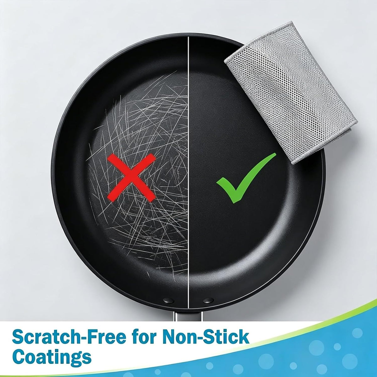 Non-Scratch Wire Dishcloth 50PK - Steel Wool Dishwashing Rags for Kitchen and Bathroom, Durable Cleaning Pads for Cookware and Sinks, Dry and Wet Use