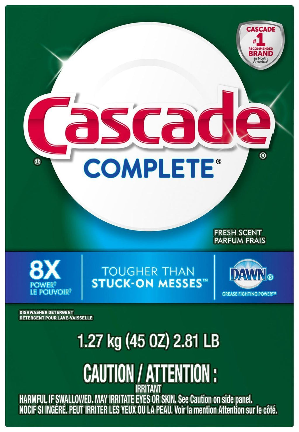 Cascade Complete Powder Dishwasher Detergent, Fresh Scent, 75 oz, White