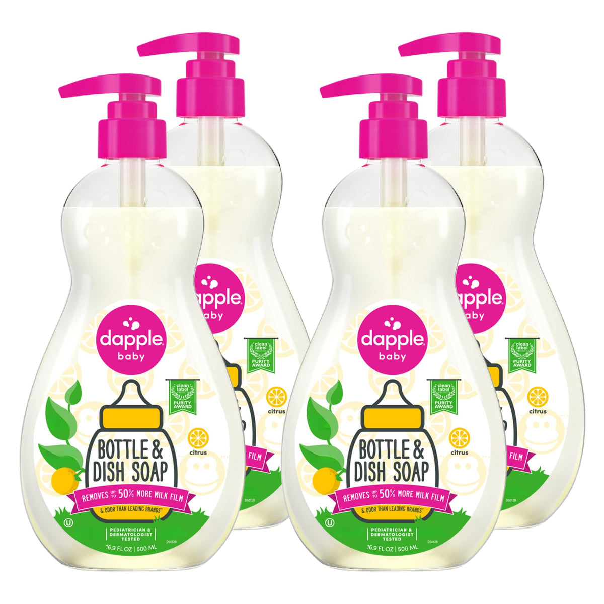 Dapple Baby - Fragrance Free Bottle & Dish Soap - 16.9 fl oz (3 Pack)