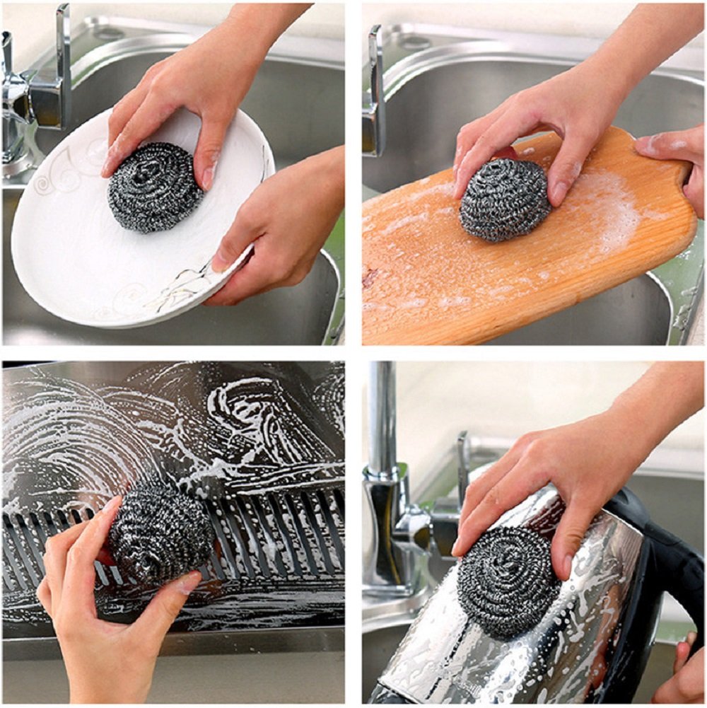 KTOJOY 6 Pack Stainless Steel Wool Scrubber, Scouring Pads
