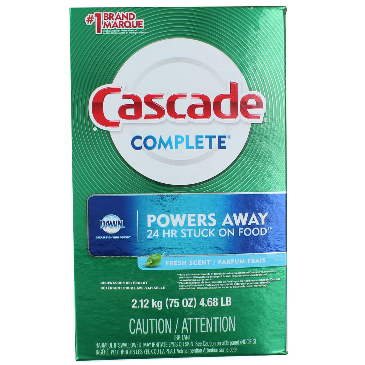 Cascade Complete Powder Dishwasher Detergent, Fresh Scent, 75 oz, White