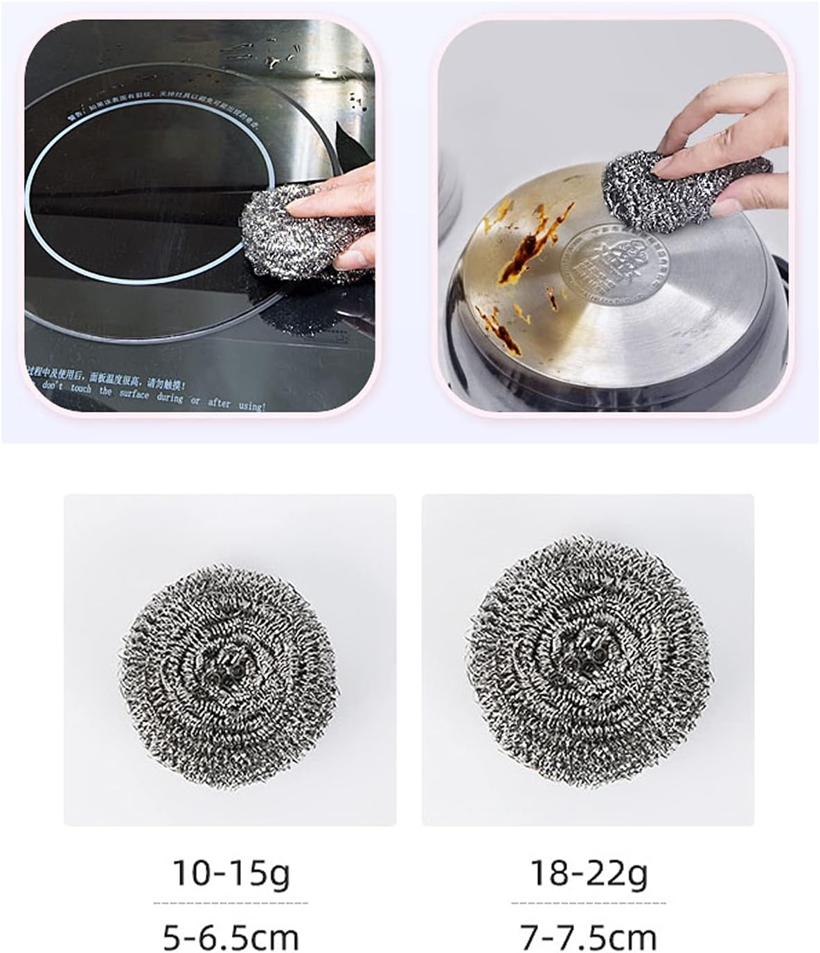 48 Pack Stainless Steel Scourers Sponges,Steel Wool scrubbers for stoves, pots, Cooker Hoods, etc. That are Difficult to Clean (48 Pack-Small 10 gram)