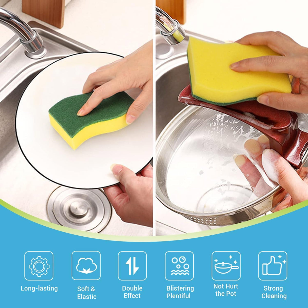 AIDEA Sponges Kitchen, 50 PK Heavy Duty Dish Sponge Kitchen, Scrub Sponges