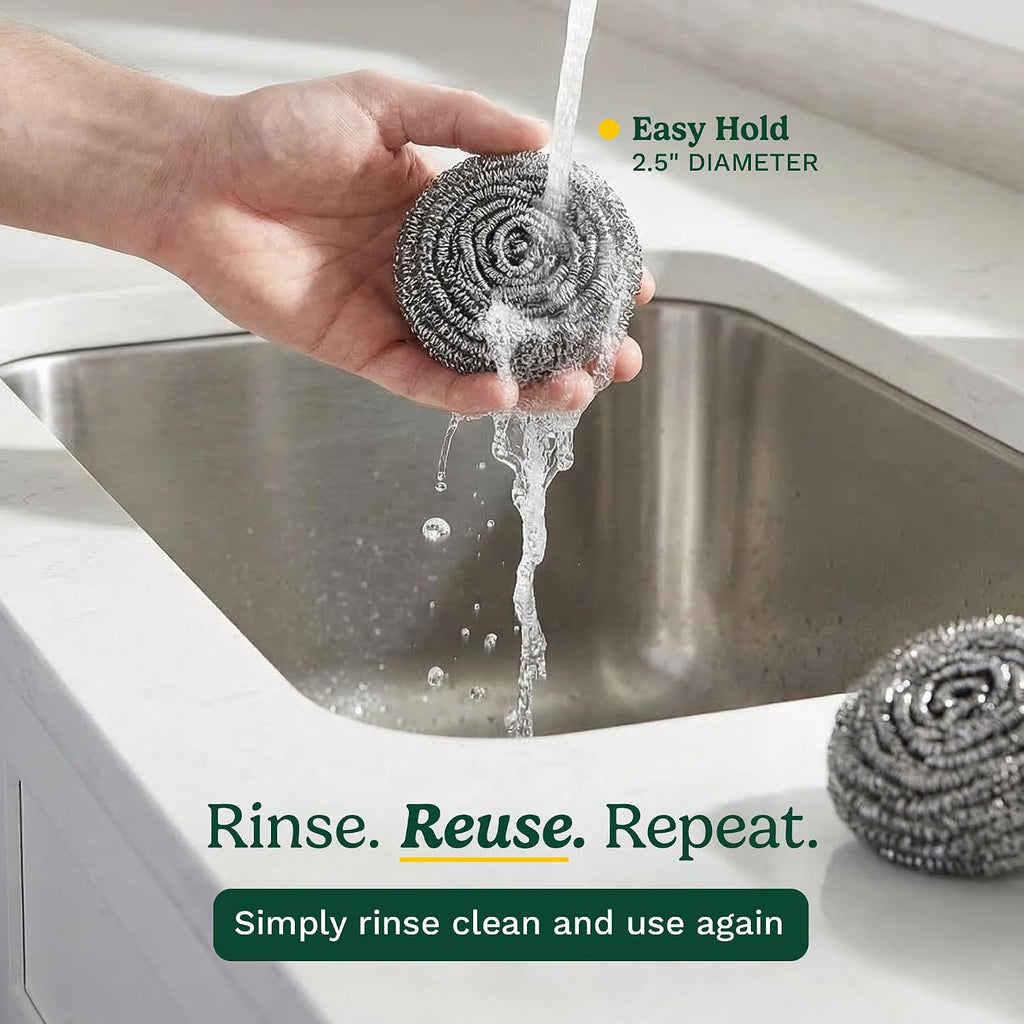 Cuisinart Stainless Steel Wool Scrubber, 12-Pack, Heavy Duty