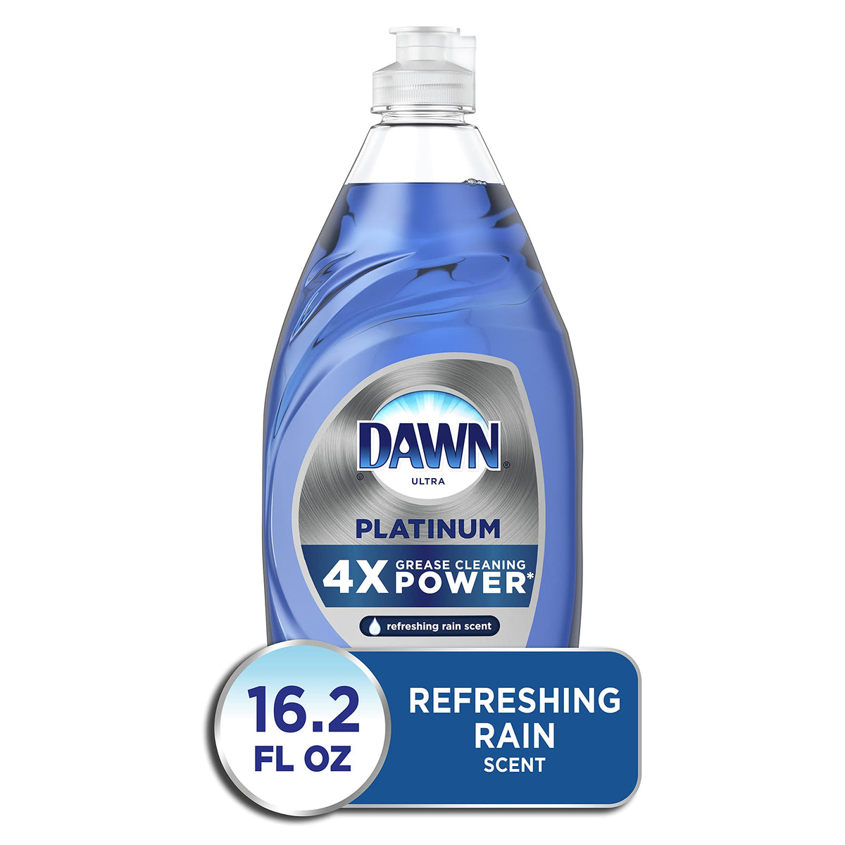 Dawn Platinum Dish Soap, Fresh Rain Scent Liquid Dishwashing Detergent, Powerful Dawn Dish Soap for Tough Grease Removal, 13 oz
