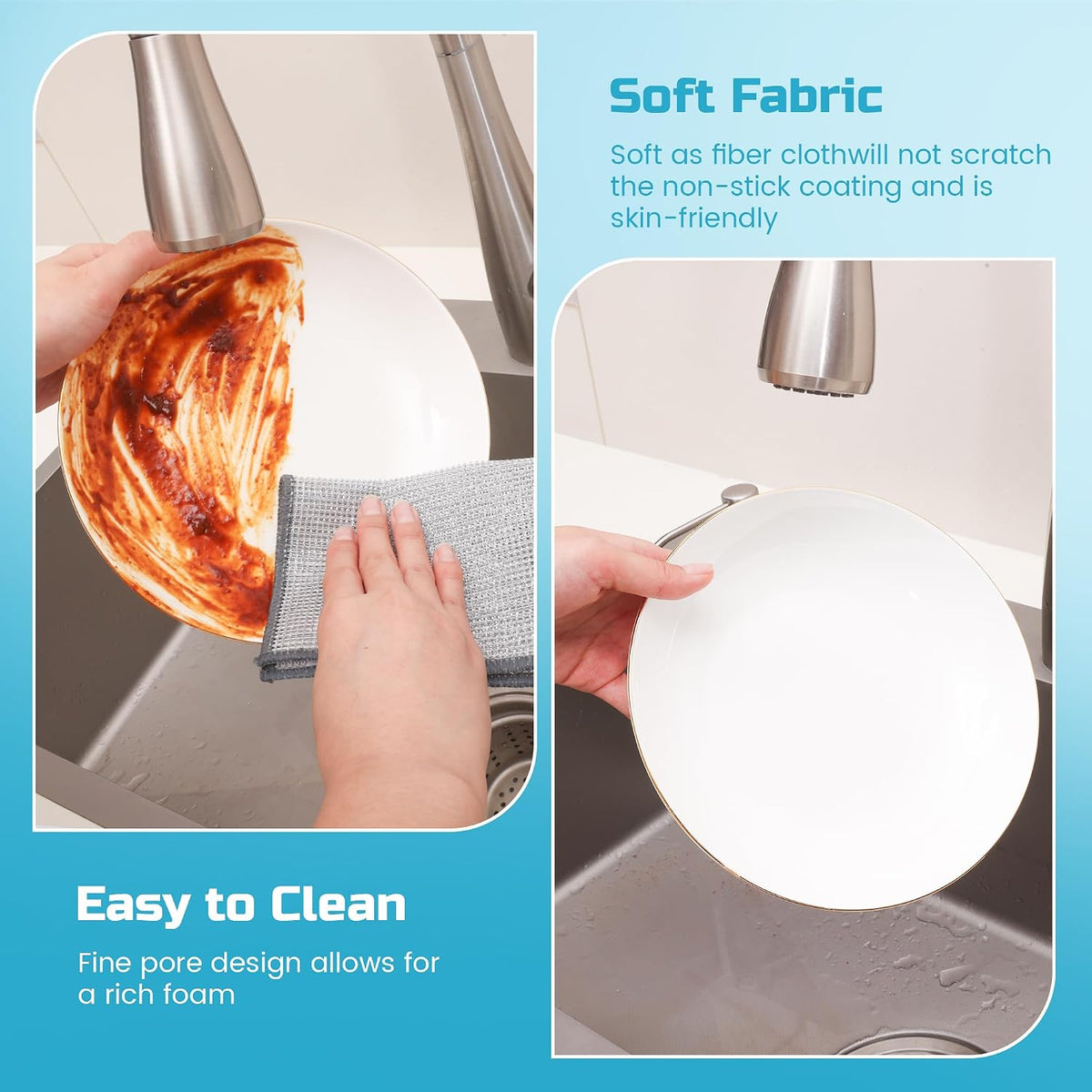 Forggon Non Scratch Wire Dishcloth,New Upgrade 3-Layer,12pcs,7.08"X8.86"