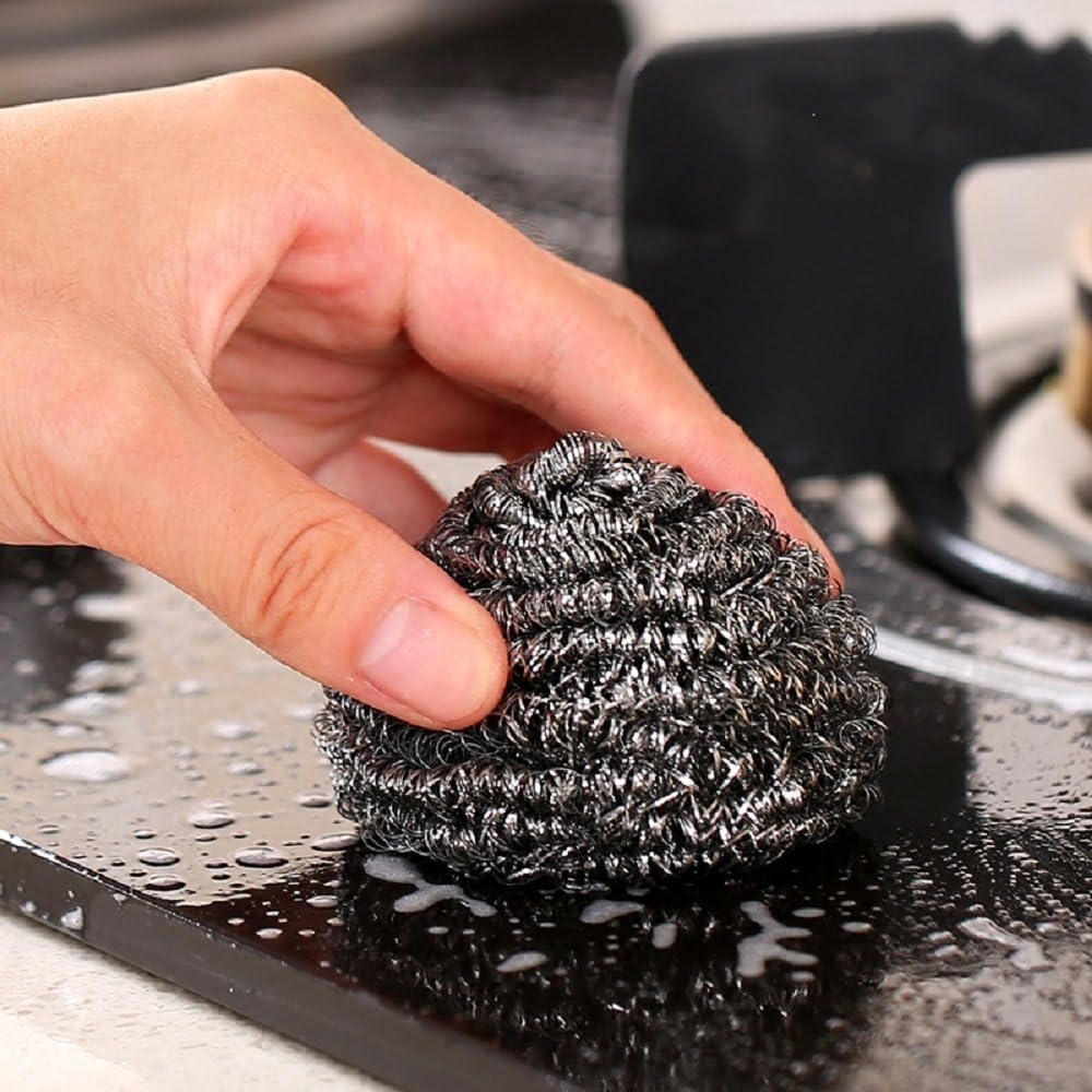 KTOJOY 12 Pcs Stainless Steel Wool Scrubber, Steel Wool Soap Pads, Steel Wool Scrubber forKitchens, Bathroom Cleaning Dishes Pans Pots Ovens Grills