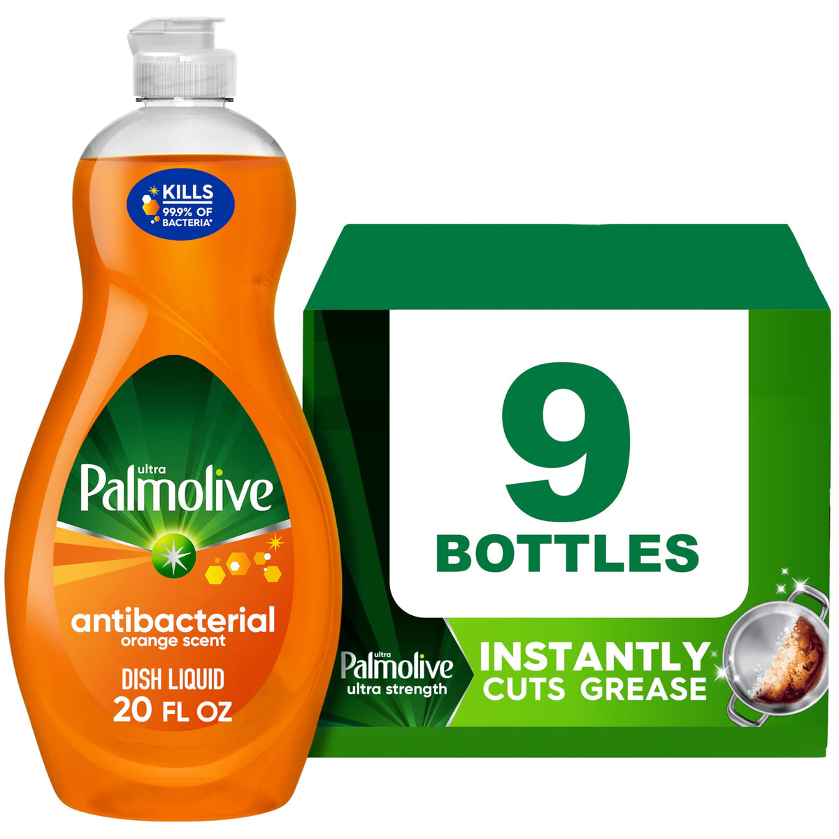 Palmolive Ultra Concentrated Antibacterial Liquid Dish Soap, Orange Scent, 32.5 Fluid Ounce