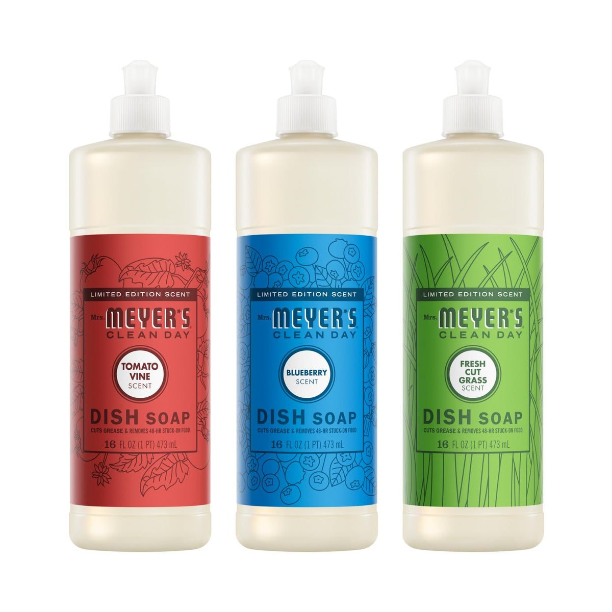 MRS. MEYER'S CLEAN DAY Liquid Dish Soap, Peony, 16 fl oz, 3 Pack