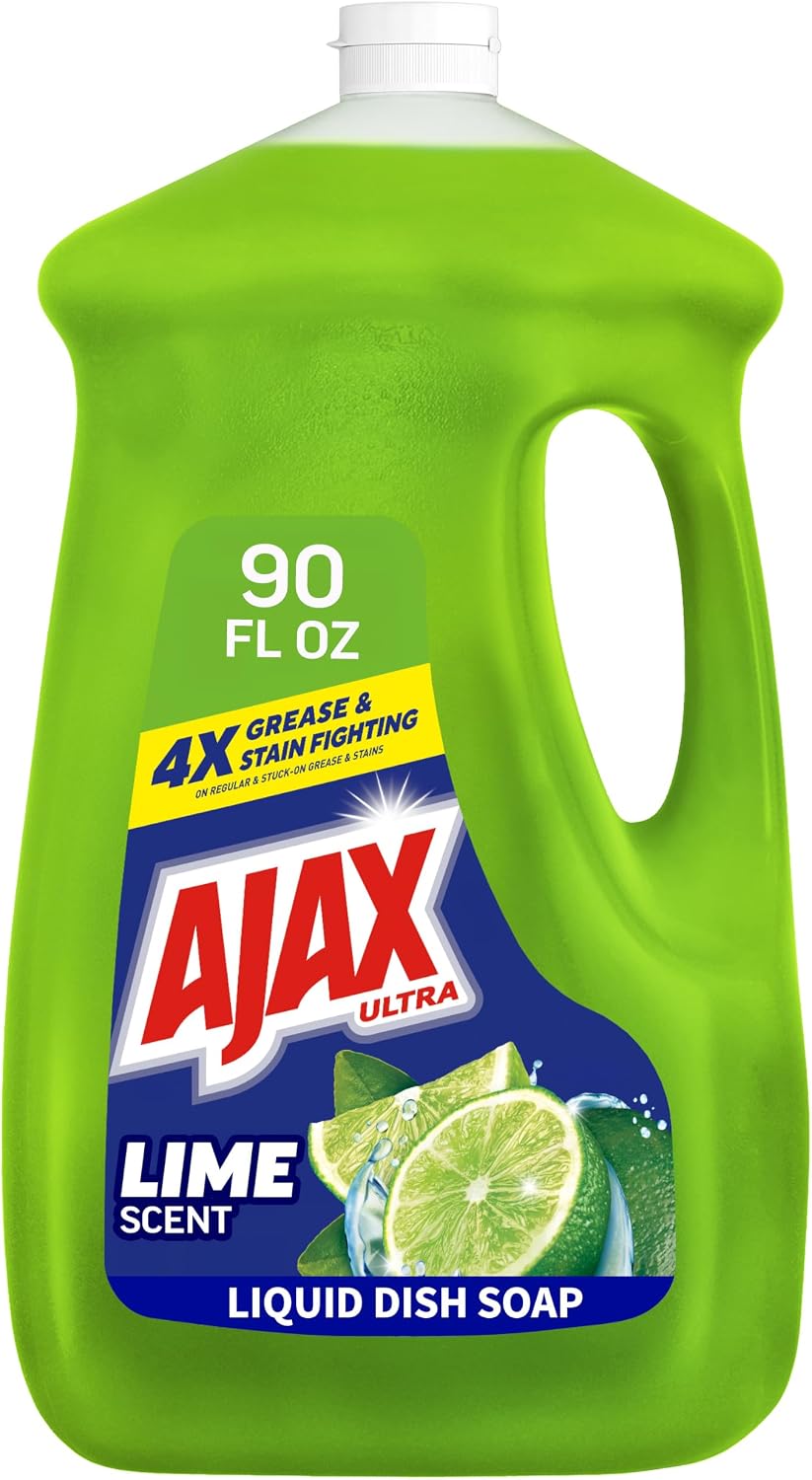 Ajax Ultra Liquid Dish Soap, Lime Scent with Vinegar, 90 fl oz