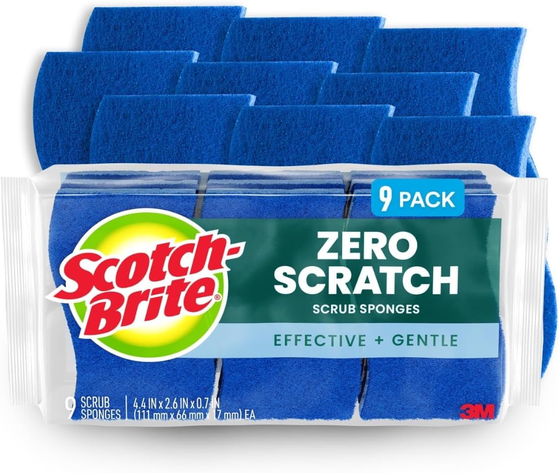 Scotch-Brite Zero Scratch Scrub Sponge, 9 Pack