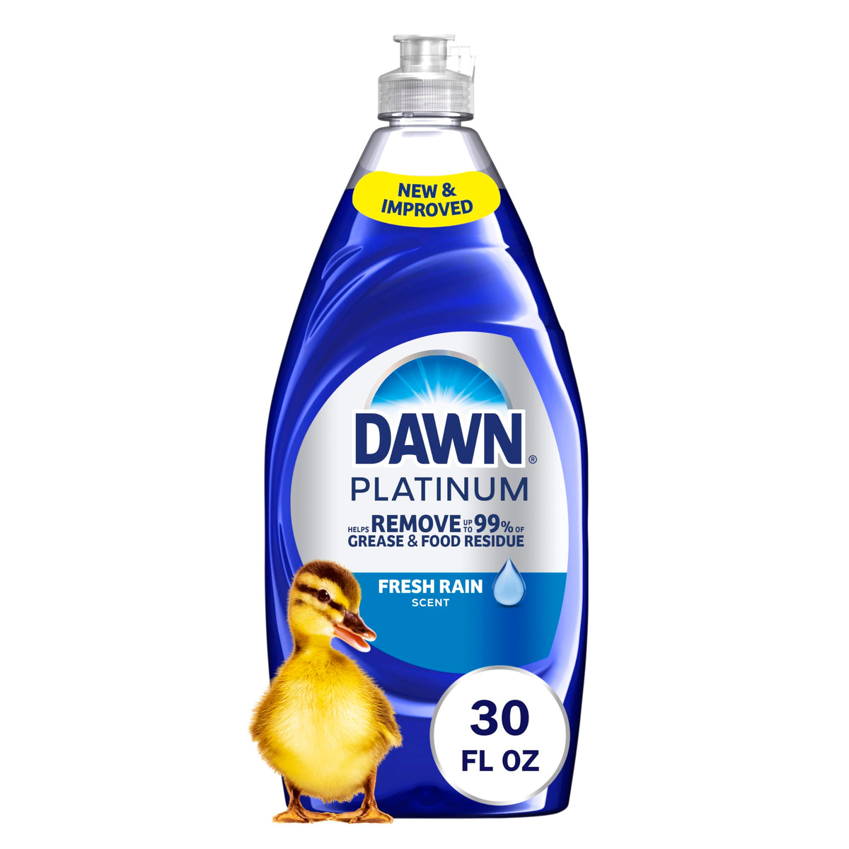 Dawn Platinum Dish Soap Fresh Rain Scent Liquid Dishwashing Detergent, Powerful Dawn Dish Soap for Tough Grease Removal, 30 oz