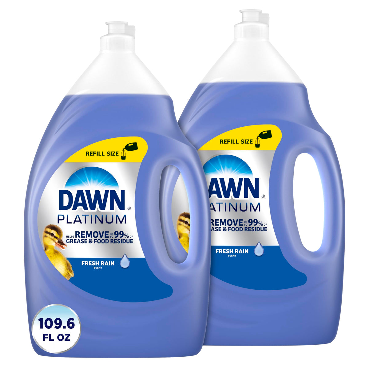 Dawn Platinum Dish Soap Fresh Rain Scent Liquid Dishwashing Detergent, Powerful Dawn Dish Soap for Tough Grease Removal, 30 oz