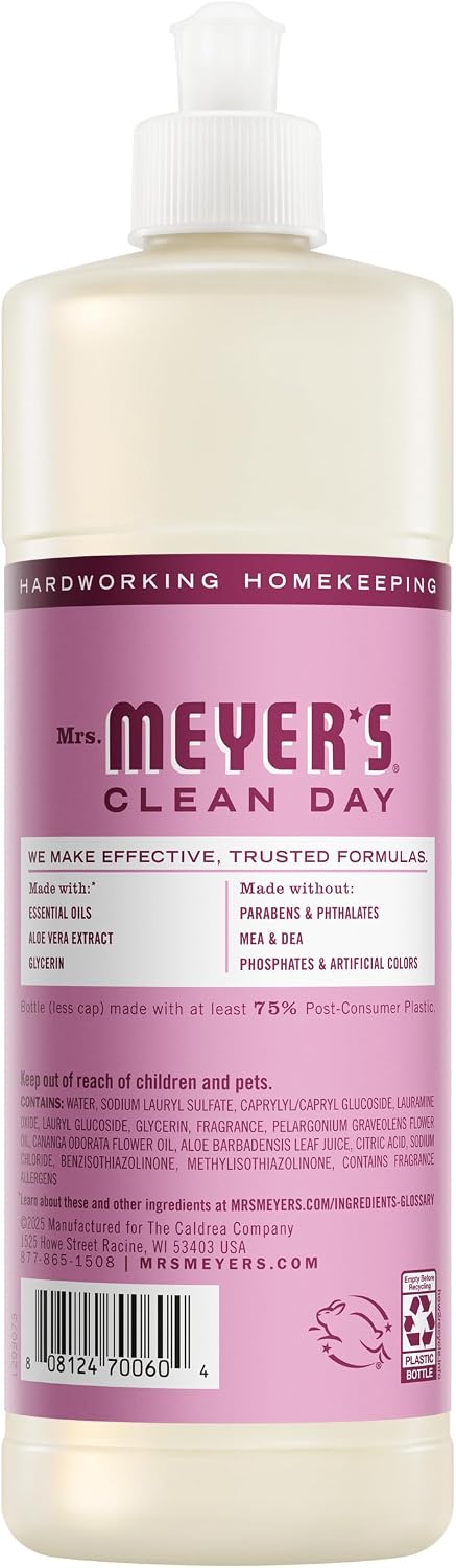 MRS. MEYER'S CLEAN DAY Liquid Dish Soap, Peony, 16 fl oz, 3 Pack