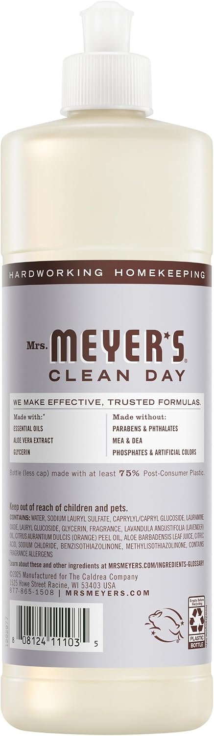 MRS. MEYER'S CLEAN DAY Liquid Dish Soap, Lavender, 16 fl. oz - Pack of 3