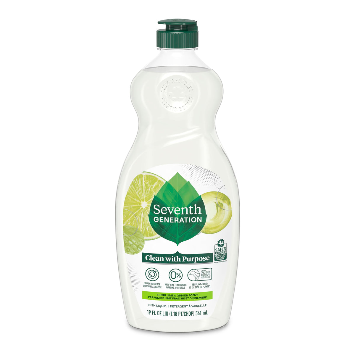 Seventh Generation Dish Liquid Soap Clementine Zest Lemongrass Pack of 6 Dishwashing Soap Liquid Soap 19 oz