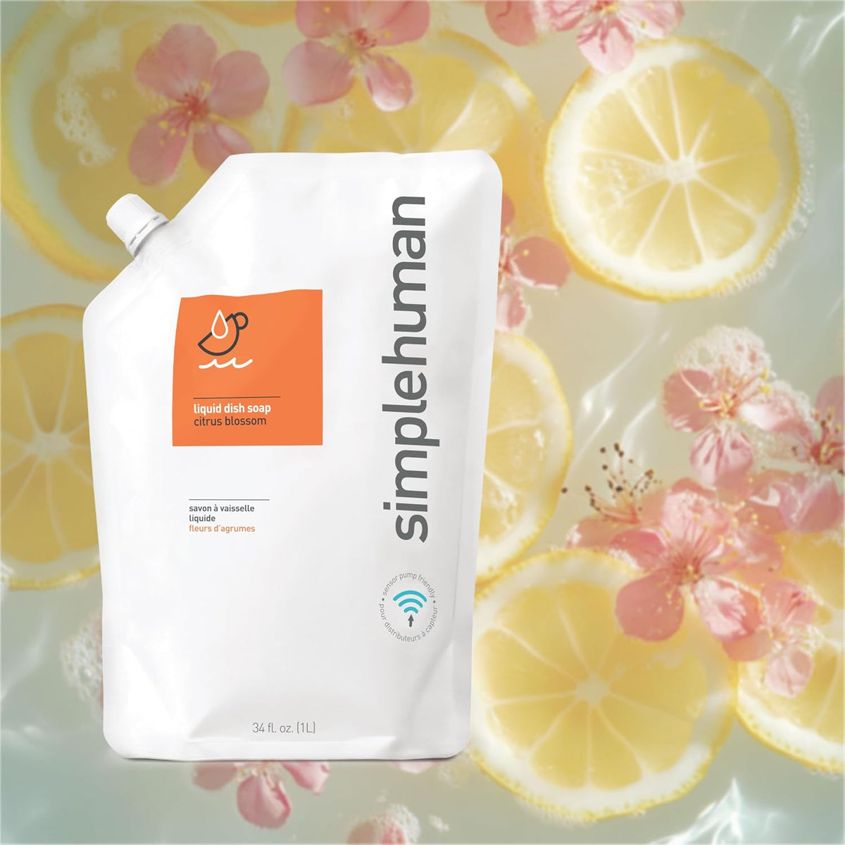 simplehuman Citrus Blossom Dish Soap Refill Pouch, 34 Fl Oz.