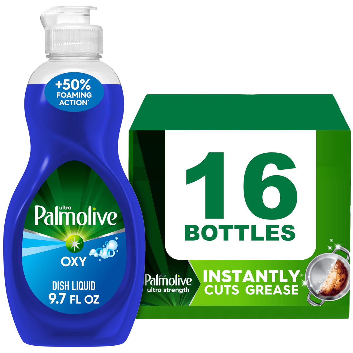 Palmolive Ultra Oxy Liquid Dish Soap, Deep Grease Cutting, No Soaking Needed, Powerful on Plastics, Dishwashing Liquid, 32.5 fl oz