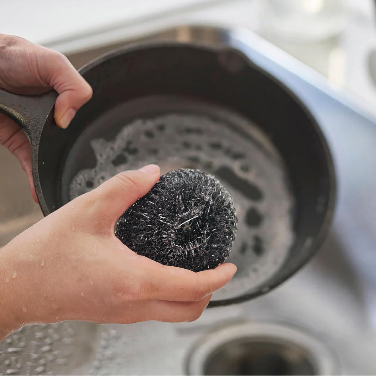 Stainless Steel Wool BBQ Grill Cleaning Scrubber Pads, 4 Pack