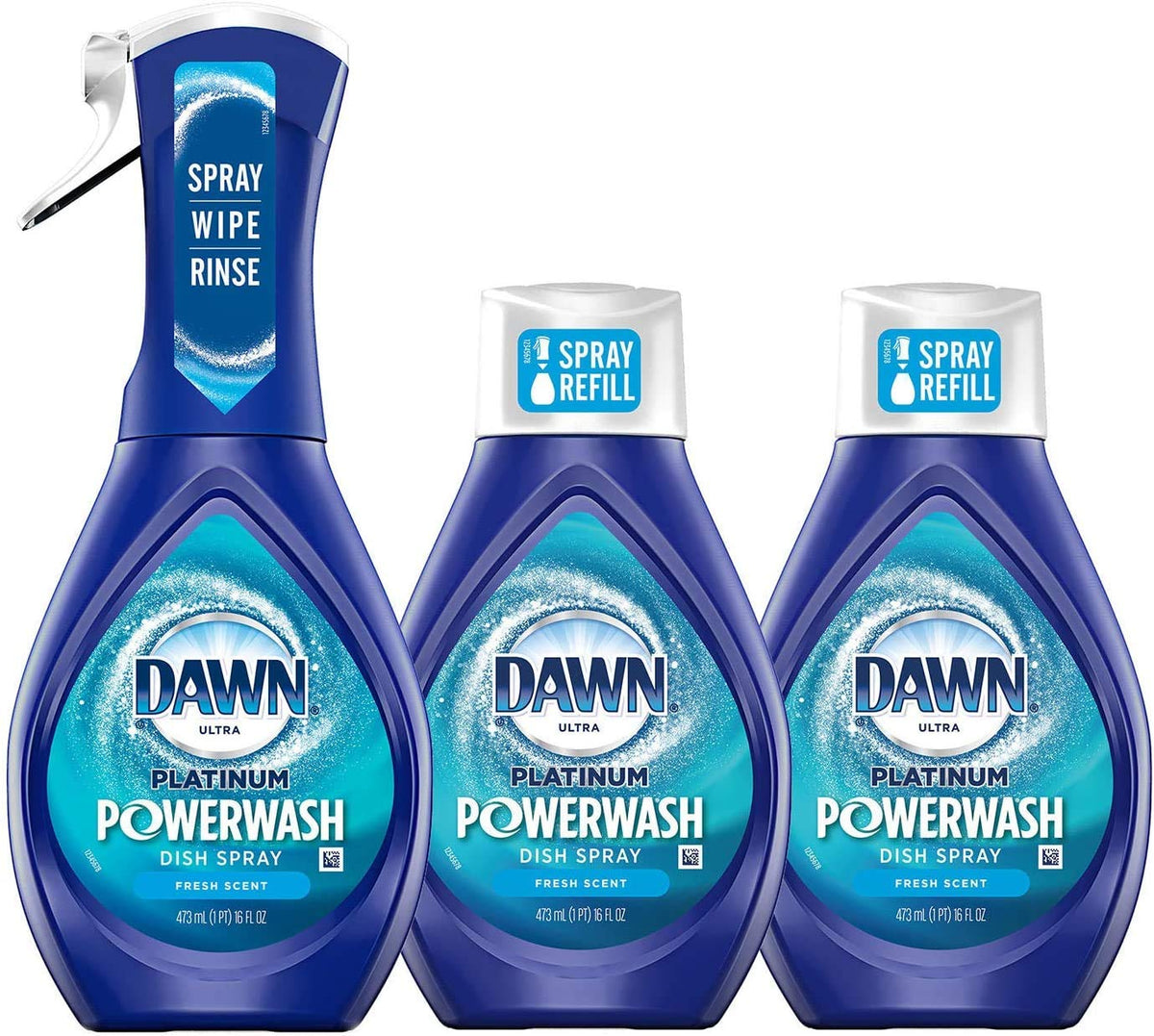 Dawn Powerwash Dish Soap Spray + 3 Dishwashing Liquid Refills Lemon, 4*16oz