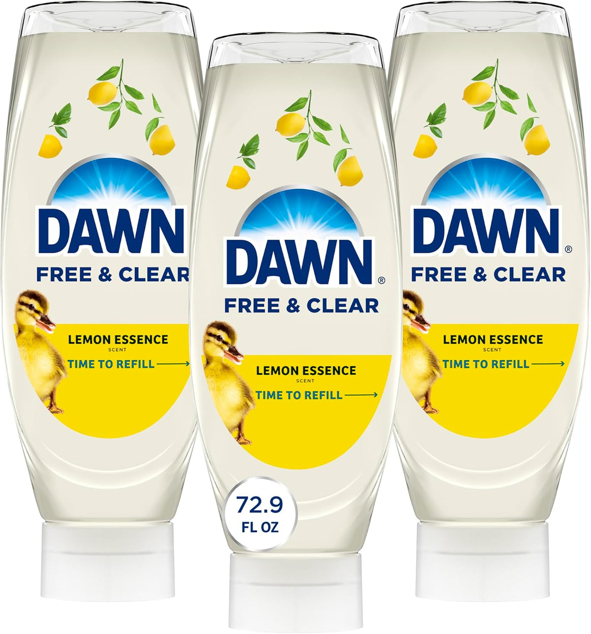 Dawn Free&Clear EZ-Squeeze Dish Soap Dishwashing Liquid Lemon 3*24.3 Fl Oz