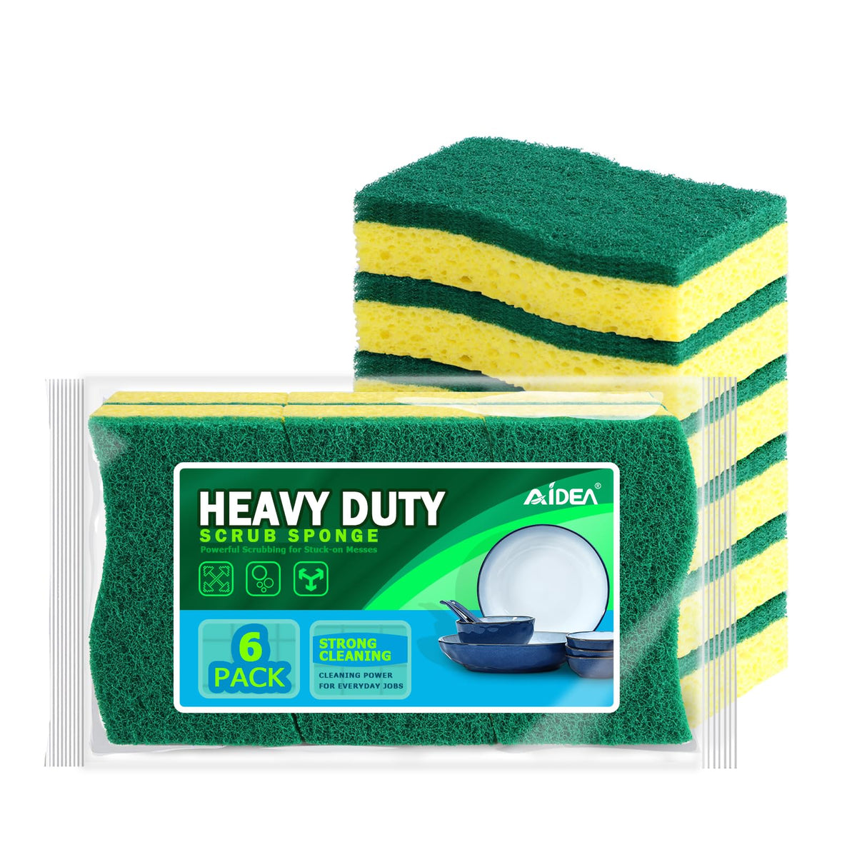 AIDEA Non Scratch Scrub Sponge-24Count, Sponges Kitchen, Sponges for Dishes