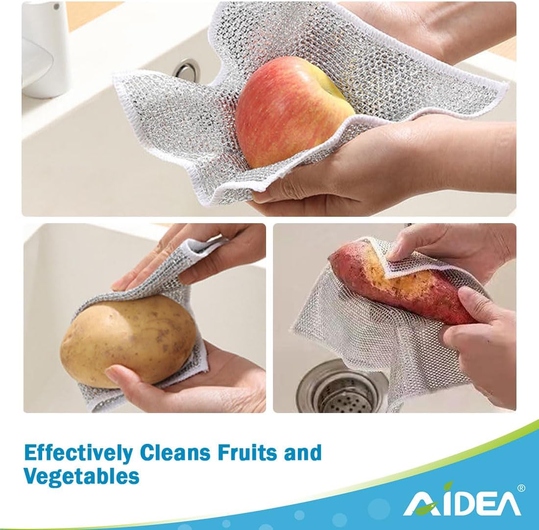 AIDEA Non Scratch Wire Dishcloth 24PK, Dish Cloths for Washing Dishes 7"×8"