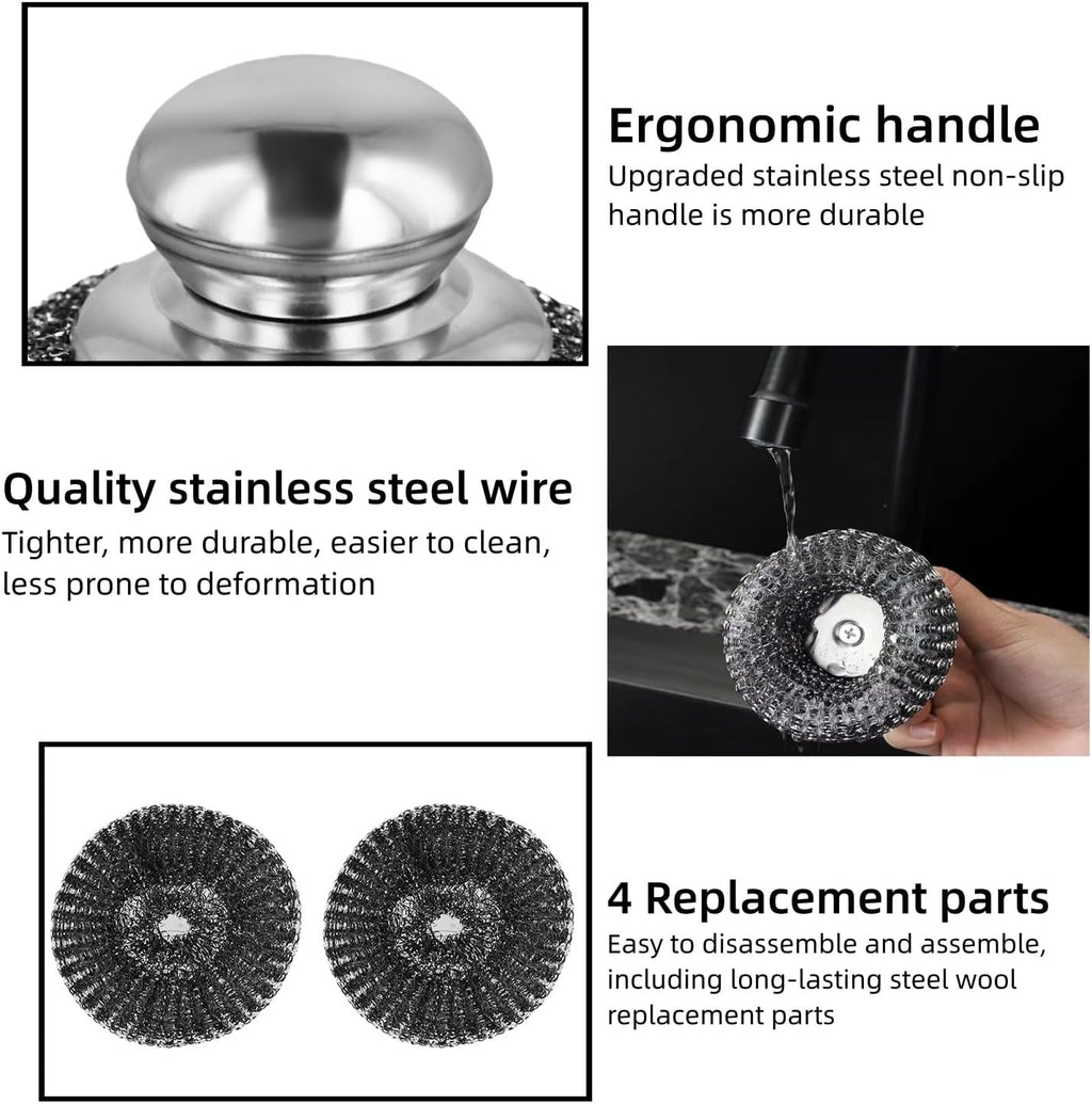 6 Pcs Steel Wool Scrubber Stainless Steel Scrubber with Handled