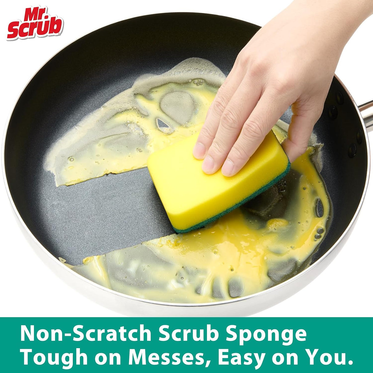 Mr. Scrub Sponges Kitchen Scrub Dish Sponge Scouring Pad, 12 Pack Cleaning Brush Scrubber Supplies for Soap, Dishwashing Dinnerware Sets Pan Pot Towels Cloth Rags Holder Glass Dishwasher Sink Bathroom