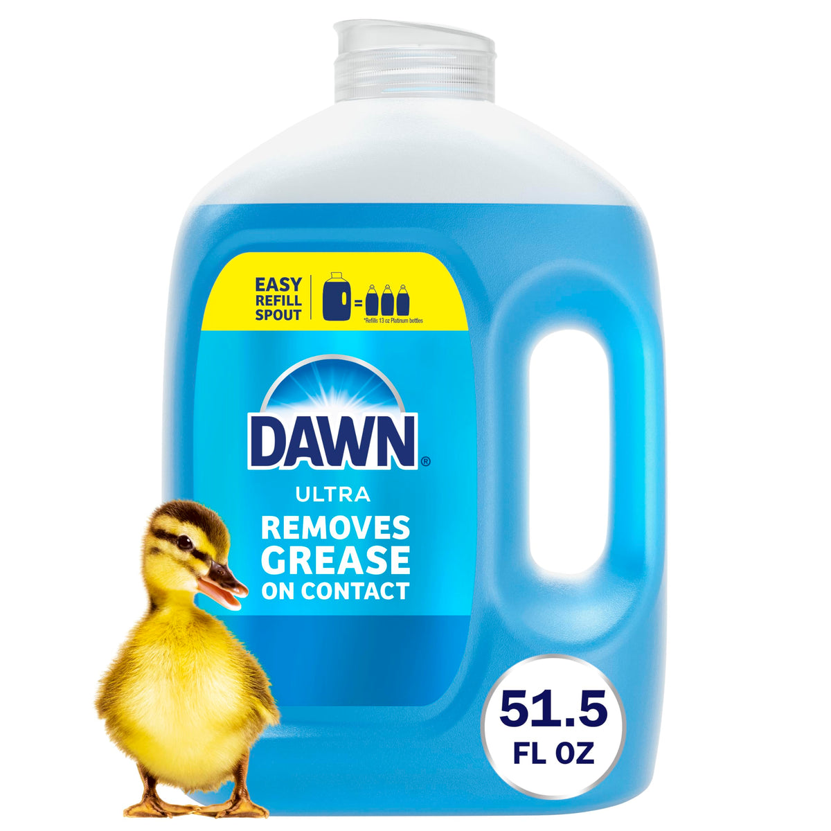 Dawn Ultra Original Dish Soap Refill Jug Large Size Blue Liquid Dishwashing Detergent, Powerful Soap for Grease, 51.5oz (Pack of 2)