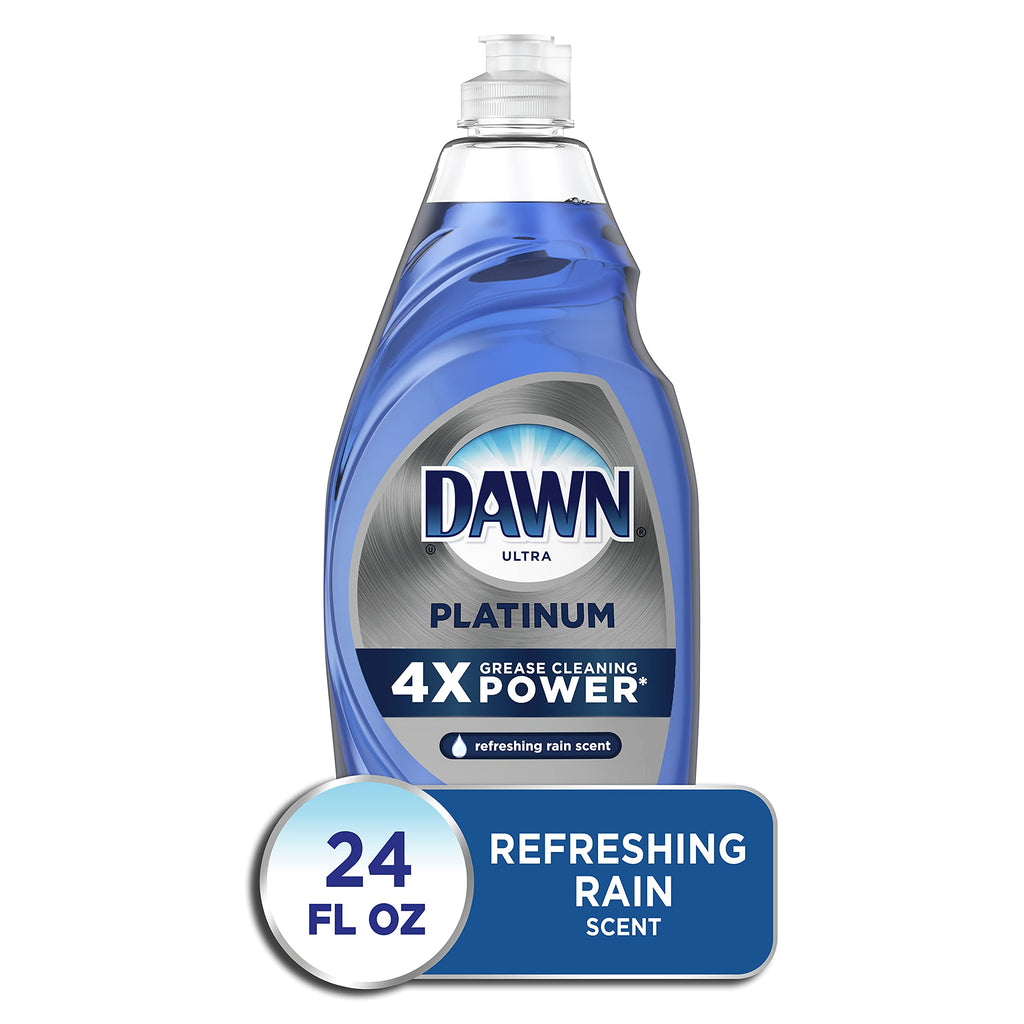 Dawn Platinum Dish Soap, Fresh Rain Scent Liquid Dishwashing Detergent, Powerful Dawn Dish Soap for Tough Grease Removal, 13 oz