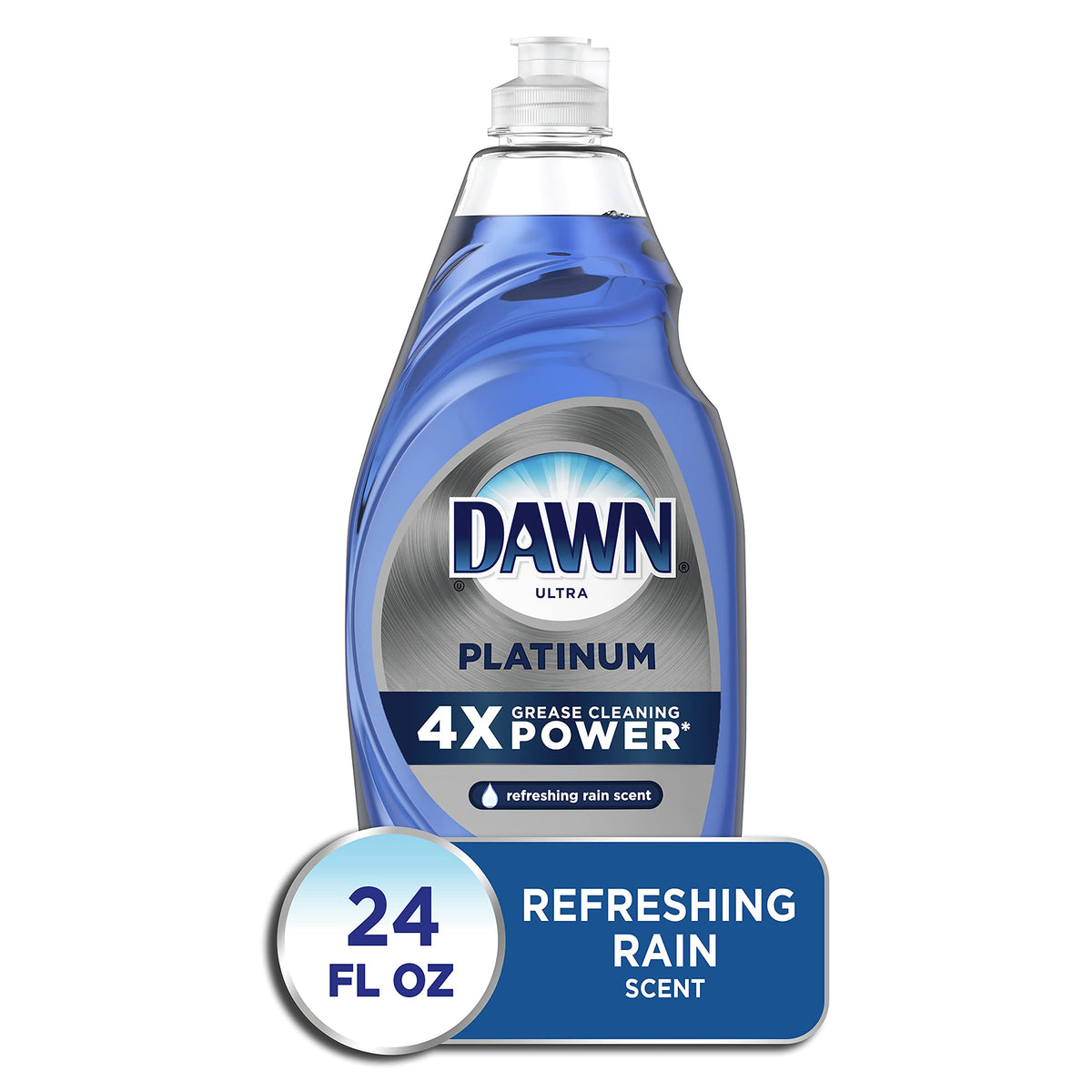 Dawn Platinum Dish Soap, Fresh Rain Scent Liquid Dishwashing Detergent, Powerful Dawn Dish Soap for Tough Grease Removal, 13 oz