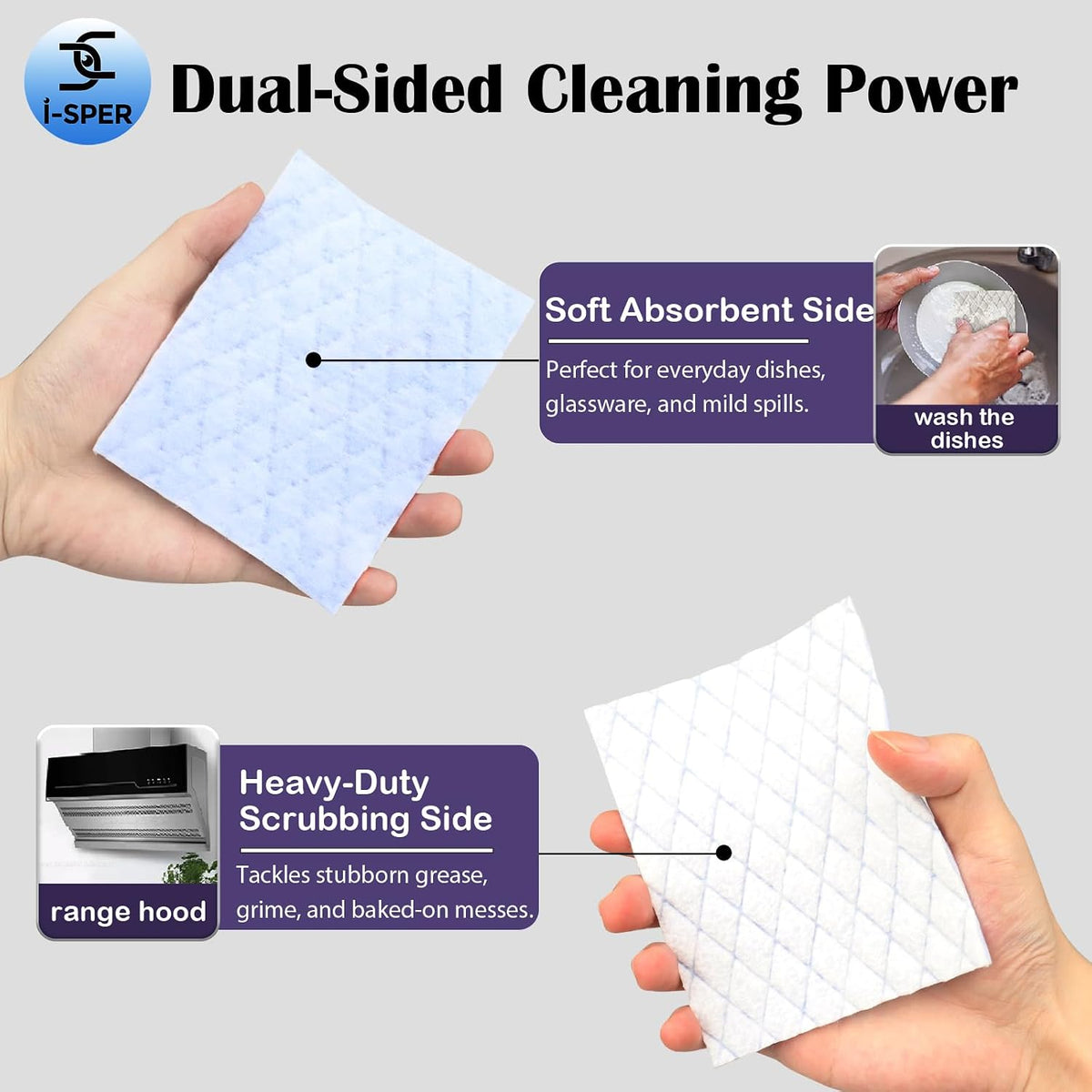 24 Pack Scouring Scrub Pad Singles with Foam | Multi-Surface | Non-Scratch