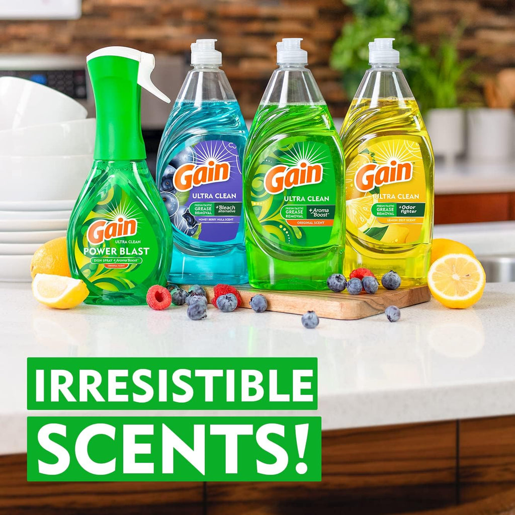 Gain Ultra Liquid Dish Soap, Dishwashing Liquid, Grease Removal, Original Scent, 38 Fl Oz (Pack of 1)
