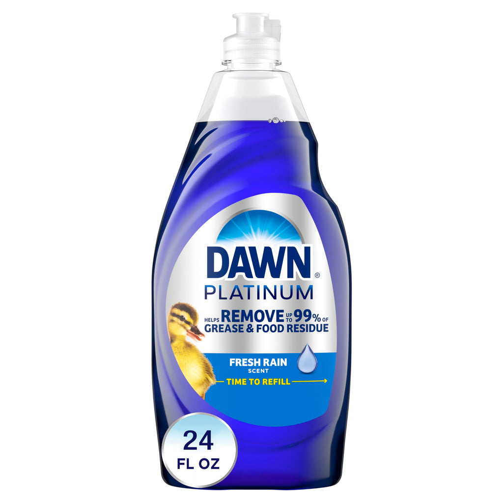Dawn Platinum Dish Soap, Fresh Rain Scent Liquid Dishwashing Detergent, Powerful Dawn Dish Soap for Tough Grease Removal, 13 oz