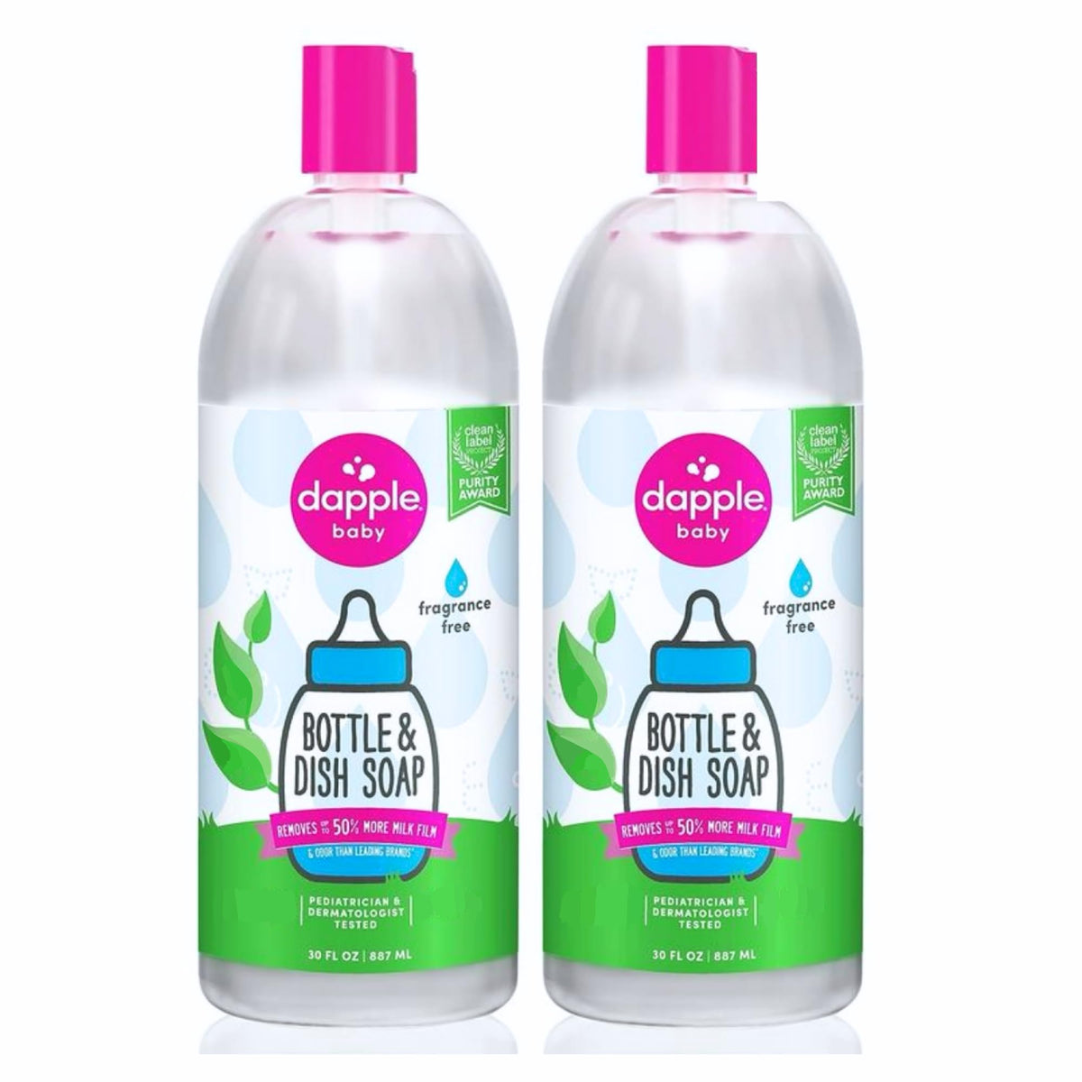 Dapple Baby - Fragrance Free Bottle & Dish Soap - 16.9 fl oz (3 Pack)
