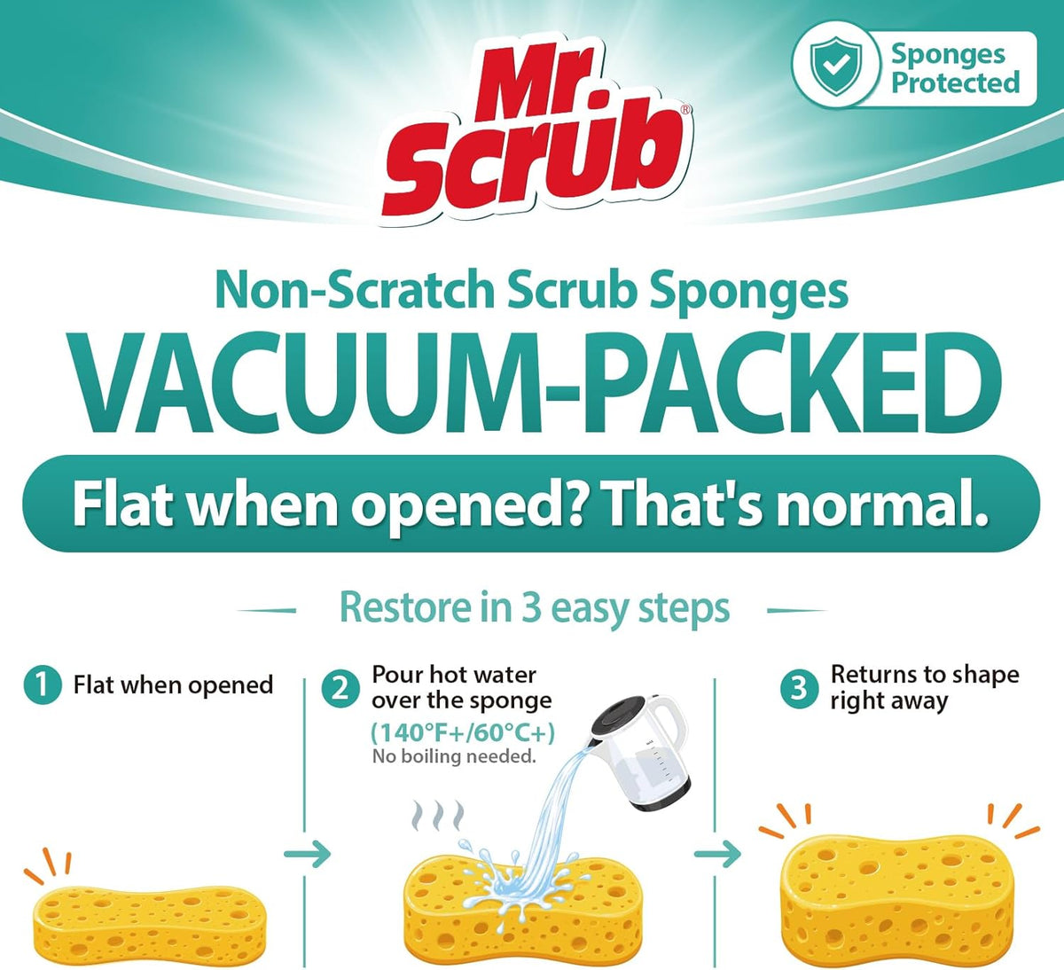 Mr. Scrub Sponges Kitchen Scrub Dish Sponge Scouring Pad, 12 Pack Cleaning Brush Scrubber Supplies for Soap, Dishwashing Dinnerware Sets Pan Pot Towels Cloth Rags Holder Glass Dishwasher Sink Bathroom