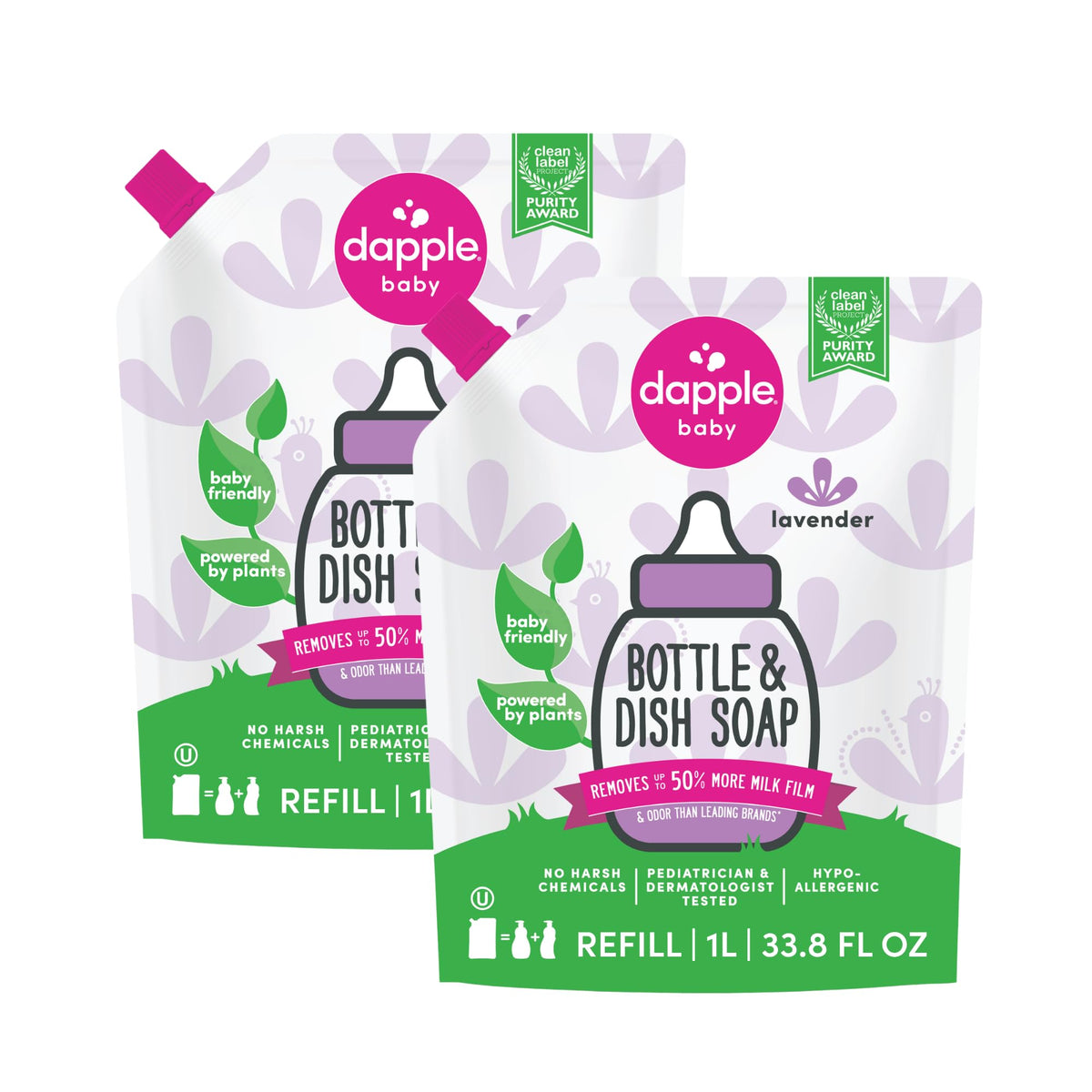 Dapple Baby - Fragrance Free Bottle & Dish Soap - 16.9 fl oz (3 Pack)