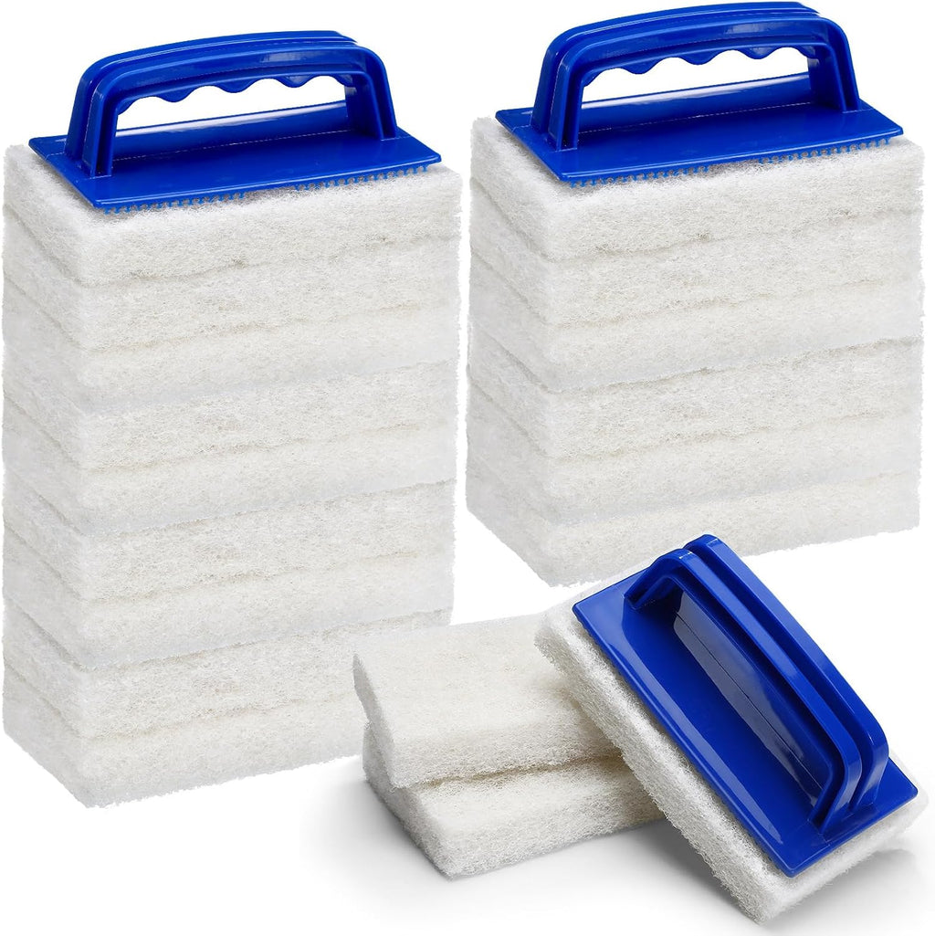 Maxdot 18 Pcs Handled Bath Scrubber Sponge Scrub Pad with Handle Cleaning