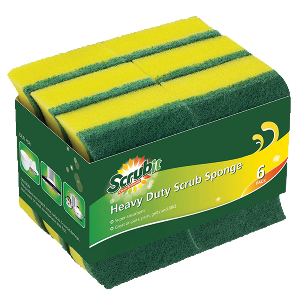 (24 Pack) Heavy Duty Scrub Sponges by SCRUBIT – Kitchen Dish, Sink and Bathroom Cleaning Scrubber Sponge - with Non-Smell Scouring Pad [New Packaging]