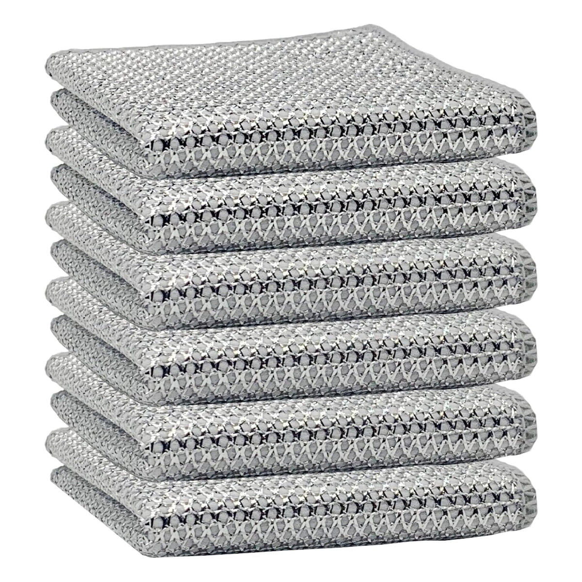 6 Pack Non Scratch Wire Dishcloth, 3-Layer Silver Wire Cleaning Cloths, Reusable Dish Rags for Washing Dishes, Pots, Pans, Cookware, Sinks and Stove Tops, 7.8 x 7.8 Inch