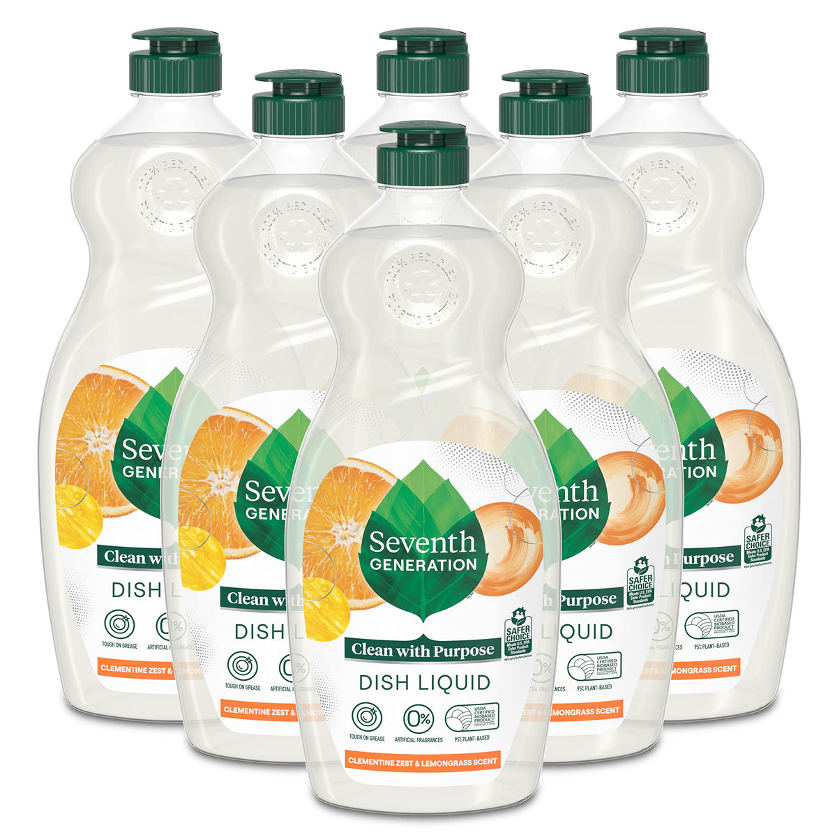 Seventh Generation Dish Soap Fresh Lime & Ginger Scent 1 count Dishwashing Soap Dish Detergent Liquid Soap 19 oz