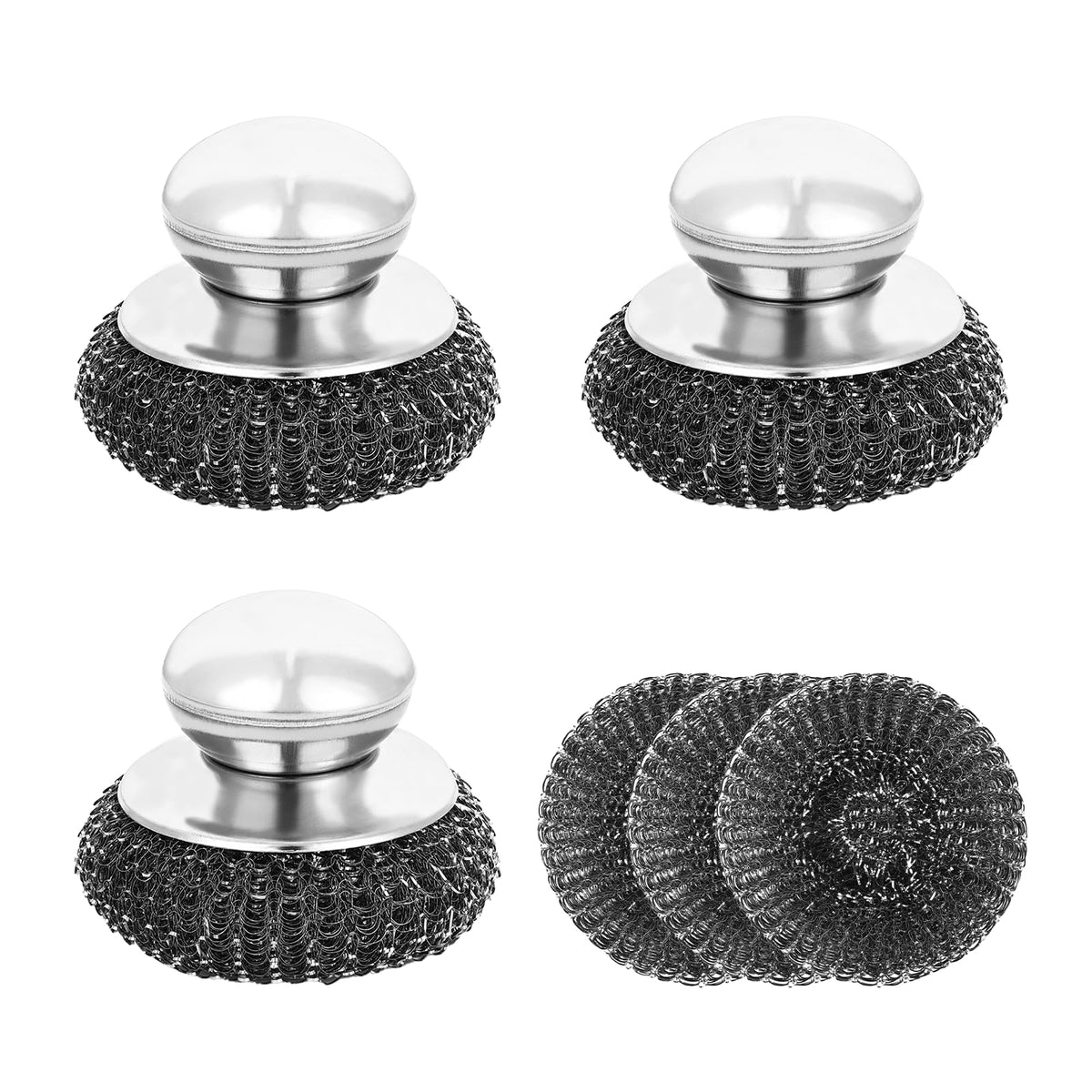 6 Pcs Steel Wool Scrubber, Stainless Steel Scrubber for Cleaning Kitchen and Household Stubborn Messes from Stoves Pans Pots Grill Sink, Replacement Wire Brush Set (Only Replacement Pad)