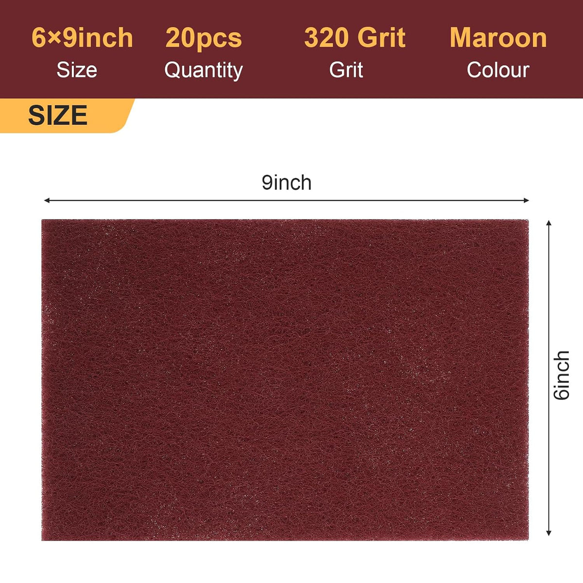 7447 General Purpose Scrub Pad, 20 Pcs Abrasive Scrub Pad, Maroon Brite Pads for Paint Prep, Scuffing, Scouring, Sanding, Adhesion Scratch