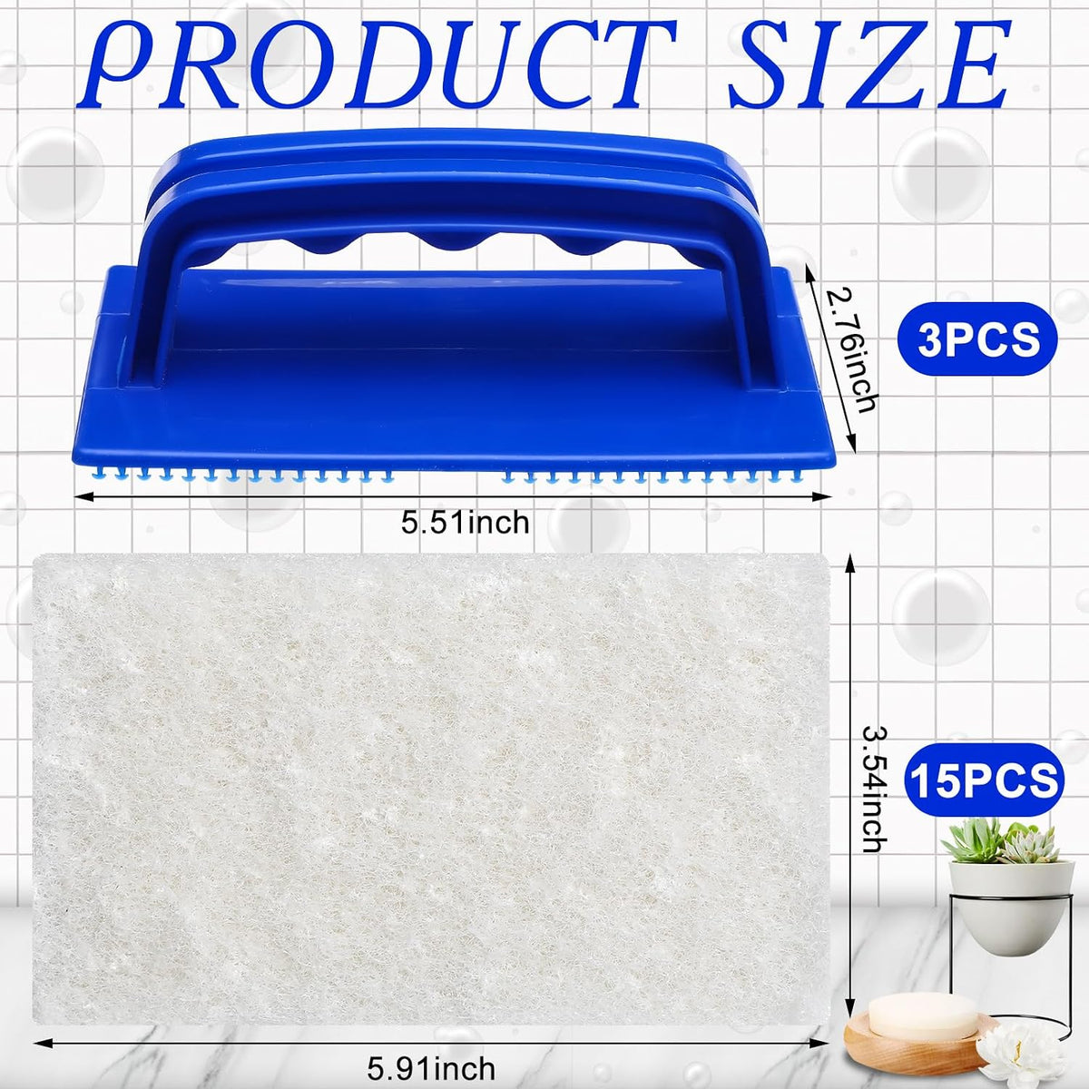 Maxdot 18 Pcs Handled Bath Scrubber Sponge Scrub Pad with Handle Cleaning