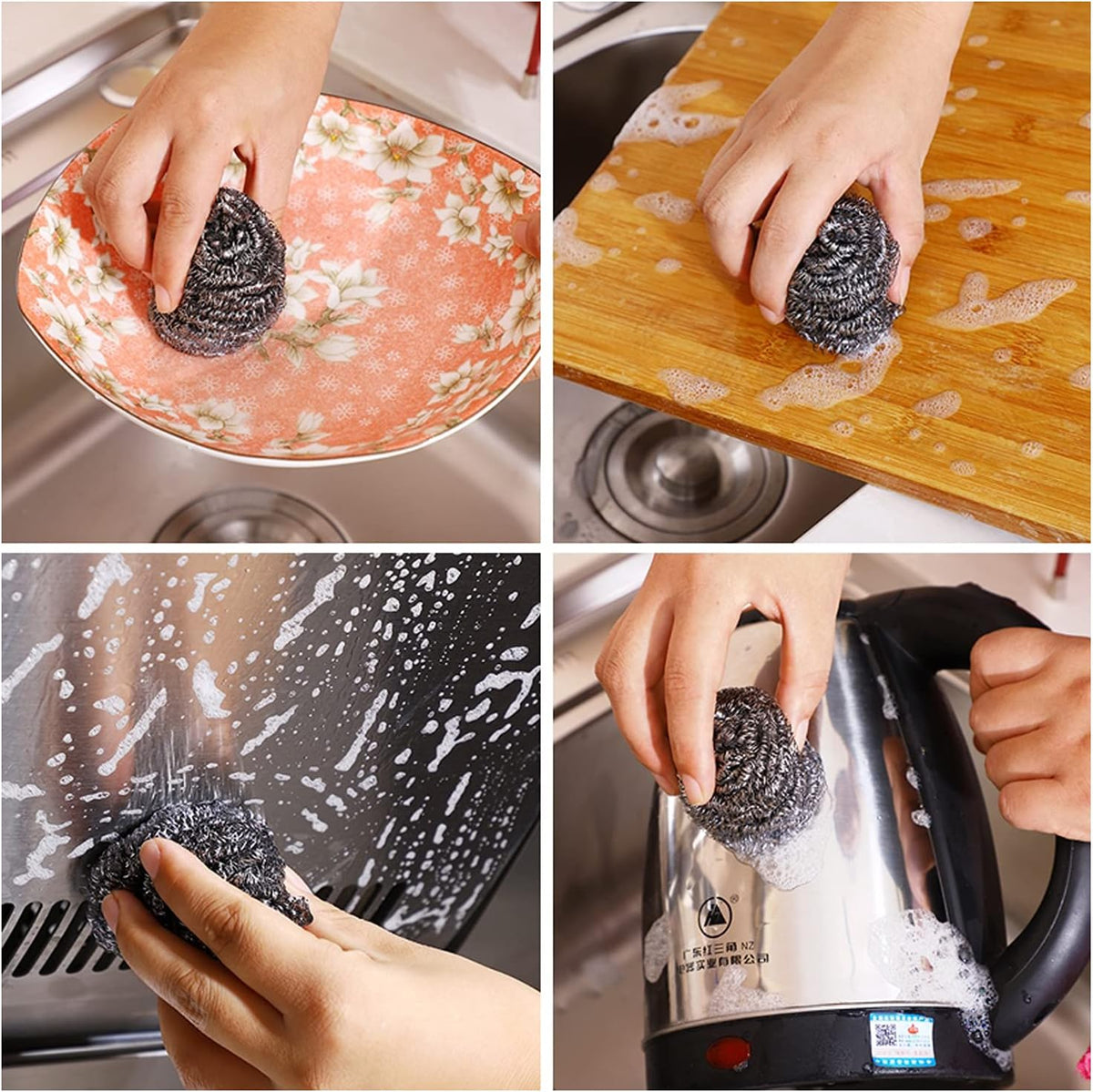 48 Pack Stainless Steel Scourers Sponges,Steel Wool scrubbers for stoves, pots, Cooker Hoods, etc. That are Difficult to Clean (48 Pack-Small 10 gram)